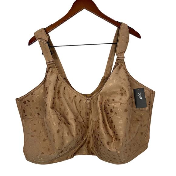 Elila Size 52L Full Coverage Bra NEW Sidney Jacquard Wireless Softcup 1305 Mocha - Picture 11 of 11